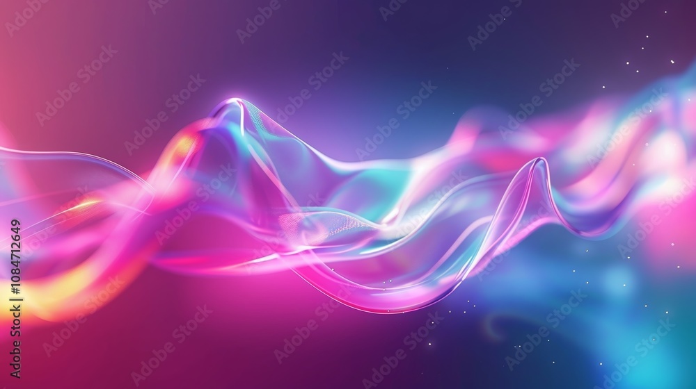 Wallpaper Abstract background with colorful wave flowing in digital space Wallpaper Abstract background with colorful wave flowing in digital space