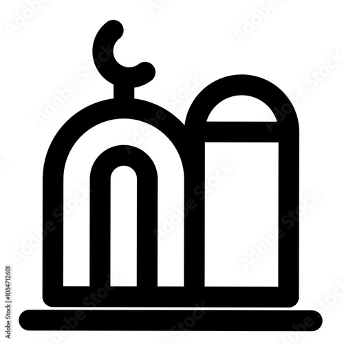 Simple line icon of mosque in black