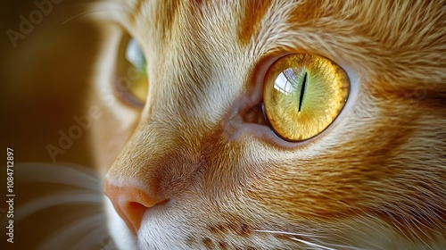 Close up of Orange Cat s Eye and Fur photo