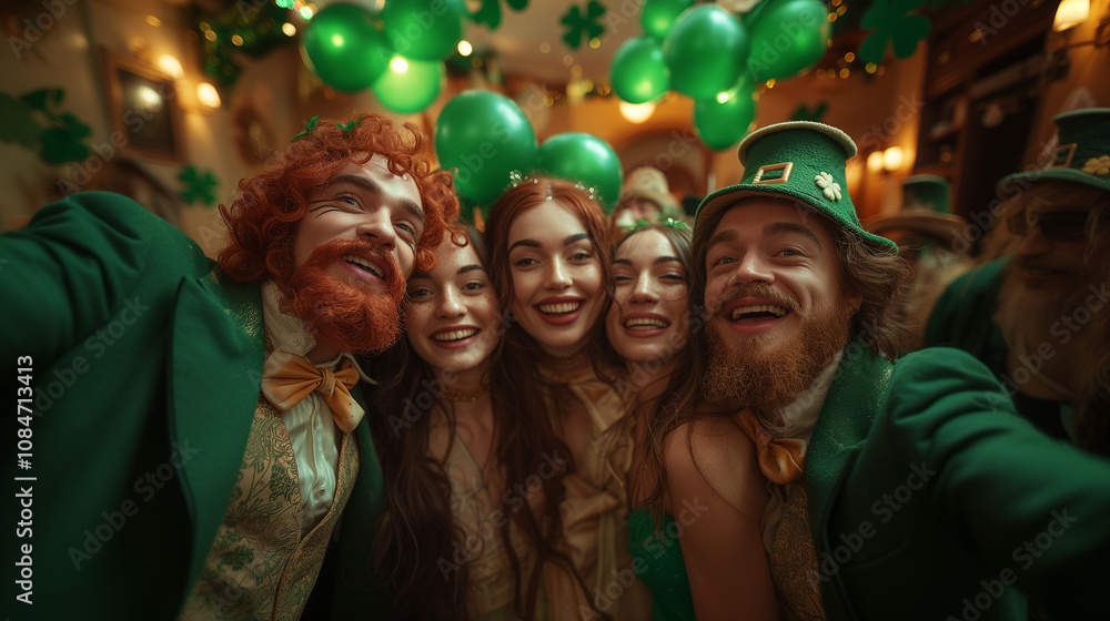 Group of people dressed in green celebrating St. Patrick's Day Group of people dressed in green celebrating St. Patrick's Day
