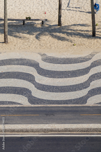 Copacabana beach boardwalk in Rio de Janeiro.