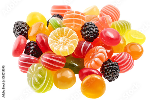 Jelly sweet flavor fruit candy dessert colorful isolated png on a transparent background