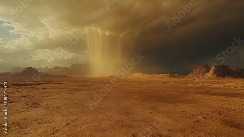 Desert Landscape with Dramatic Storm Clouds Illustration