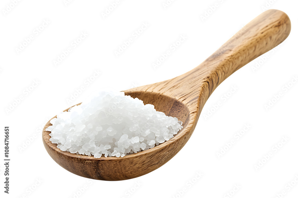 Salt in wooden spoon isolated png on a transparent background Salt in wooden spoon isolated png on a transparent background
