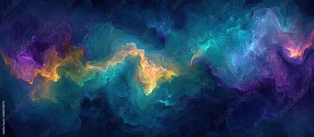 Obraz premium A vibrant cosmic abstract design featuring swirling colors and textures resembling space.