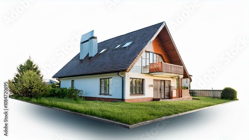 3D render of a modern house isolated on a white background 