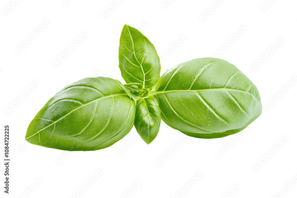 Fototapeta premium Basil leaf isolated png on a transparent background