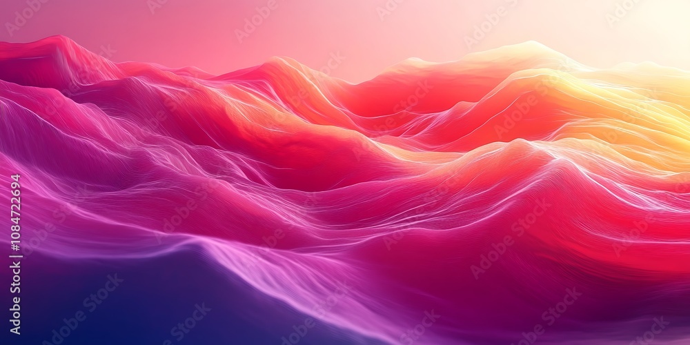 Fototapeta premium Abstract colorful waves in a serene landscape.