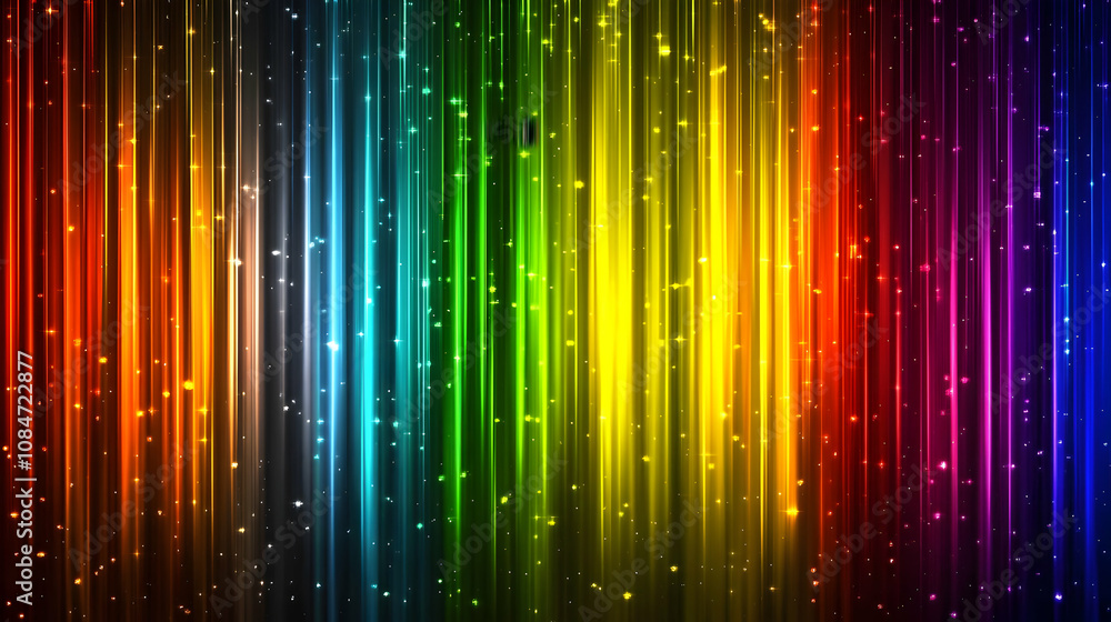 Abstract Rainbow Lines Background with Glimmering Stars Abstract Rainbow Lines Background with Glimmering Stars