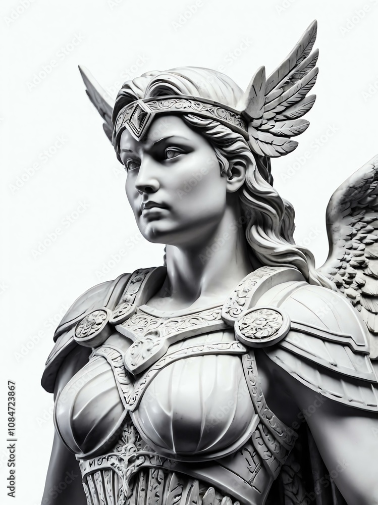 Fototapeta premium valkyrie marble statue isolated on white background