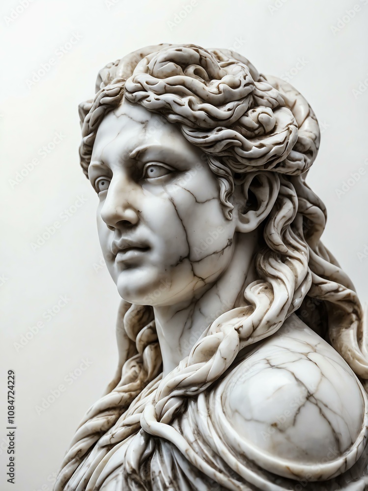 gorgon marble statue isolated on white background gorgon marble statue isolated on white background