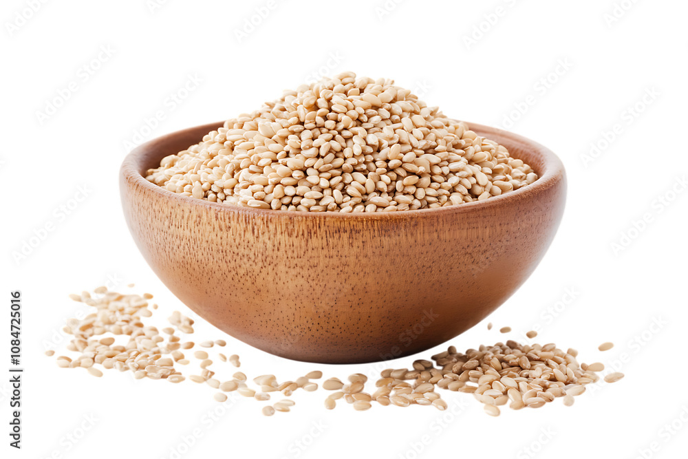 Sesame in bowl isolated png on a transparent background Sesame in bowl isolated png on a transparent background