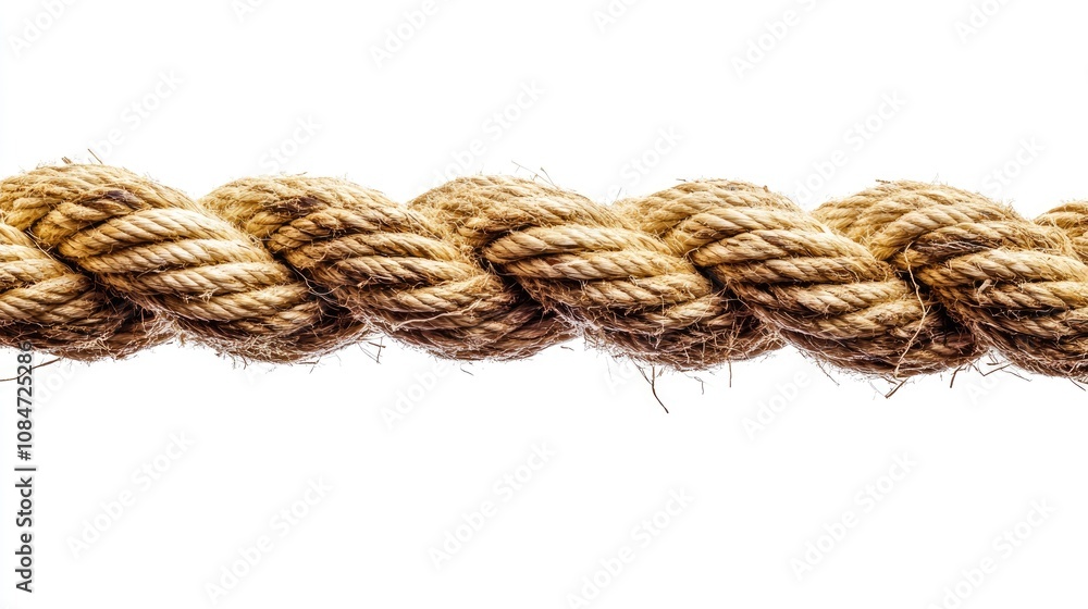 Fototapeta premium Natural Brown Rope on White Background