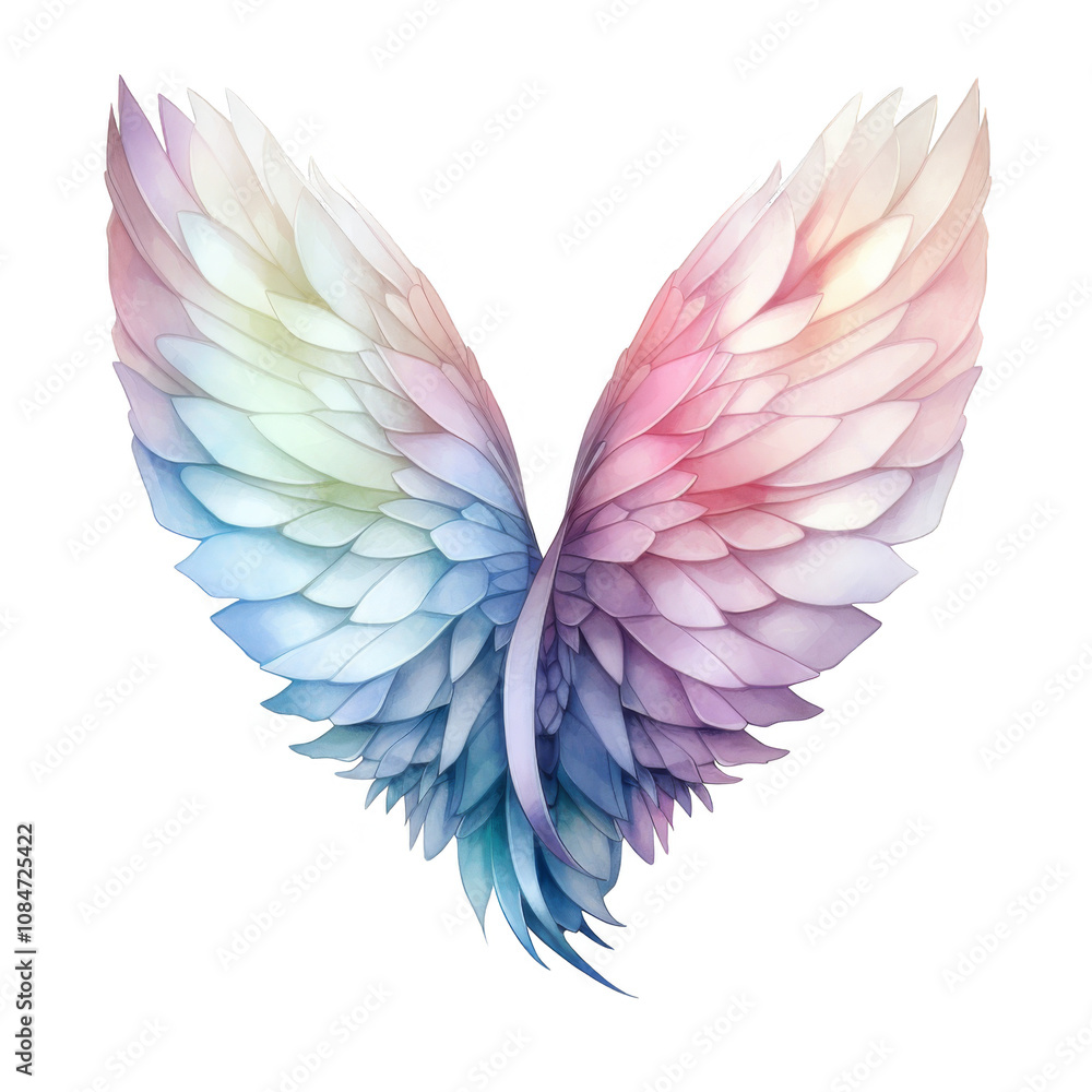 Obraz premium Pastel-colored Wings, Feathery, Gradient, Dreamlike Fantasy Art