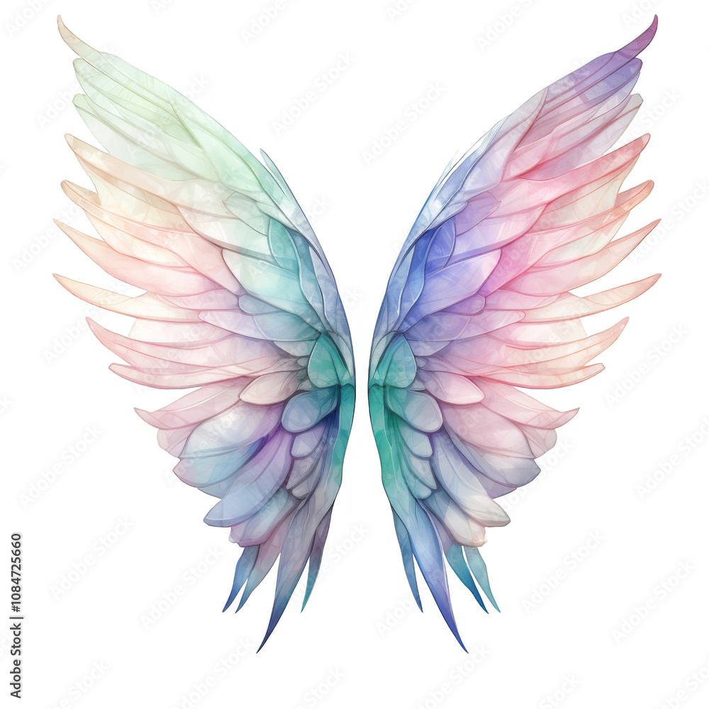 Obraz premium Pastel-colored butterfly wings with intricate, translucent details.