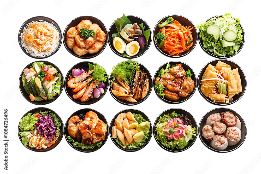Set of thai food isolated png on a transparent background Set of thai food isolated png on a transparent background