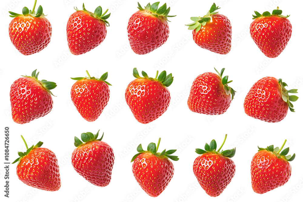 Set of strawberry isolated png on a transparent background Set of strawberry isolated png on a transparent background