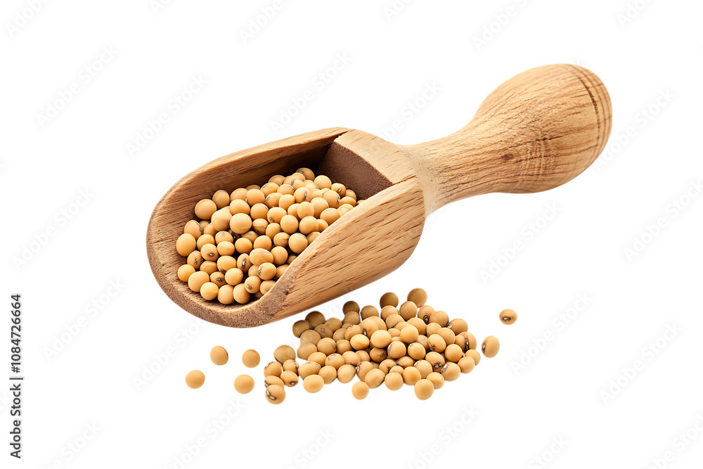 Soybean in wooden scoop isolated png on a transparent background Soybean in wooden scoop isolated png on a transparent background