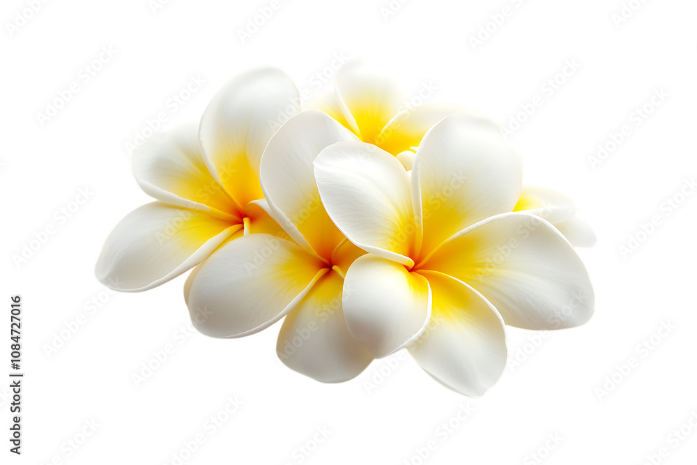 Fototapeta premium Tropical flowers frangipani (plumeria) isolated png on a transparent background