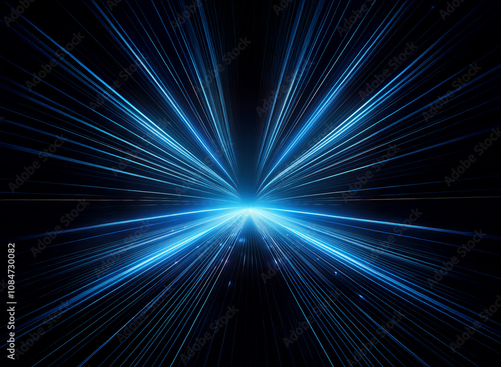 Intense blue light streaks radiate outwards from a central point, creating a dynamic, starburst effect against a pitch-black background. The light beams are bright, sharp, and energetic. Intense blue light streaks radiate outwards from a central point, creating a dynamic, starburst effect against a pitch-black background. The light beams are bright, sharp, and energetic.