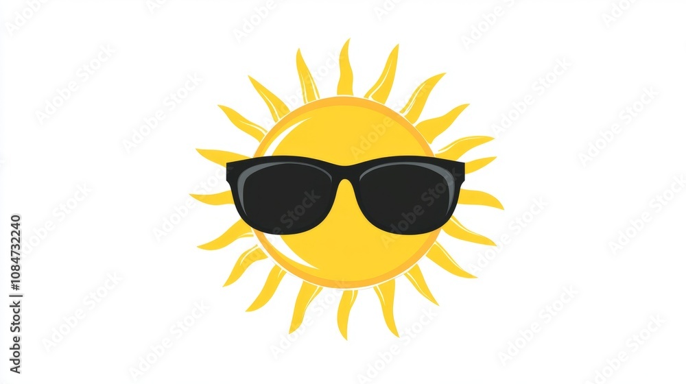 Cartoon sun with glasses on white background Cartoon sun with glasses on white background