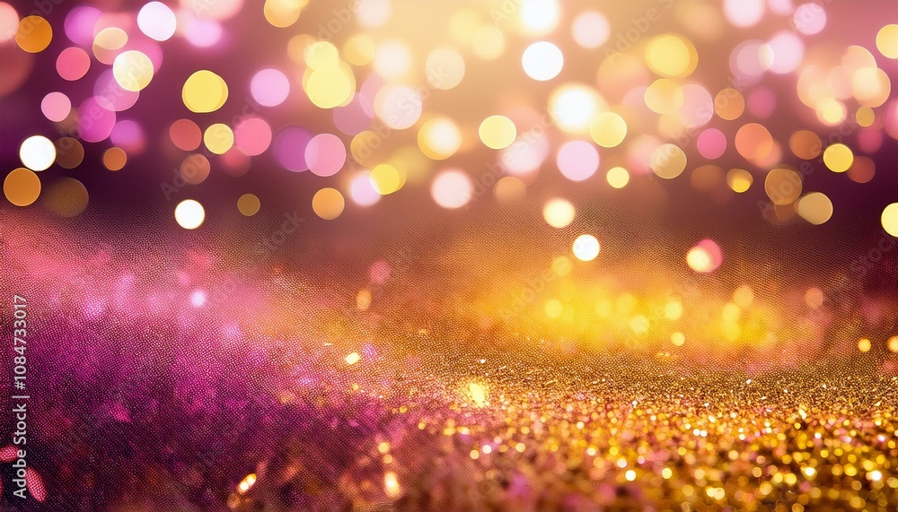 Shimmering gold and pink glitter background with bokeh lights. Perfect for festive designs or celebratory projects. Shimmering gold and pink glitter background with bokeh lights. Perfect for festive designs or celebratory projects.