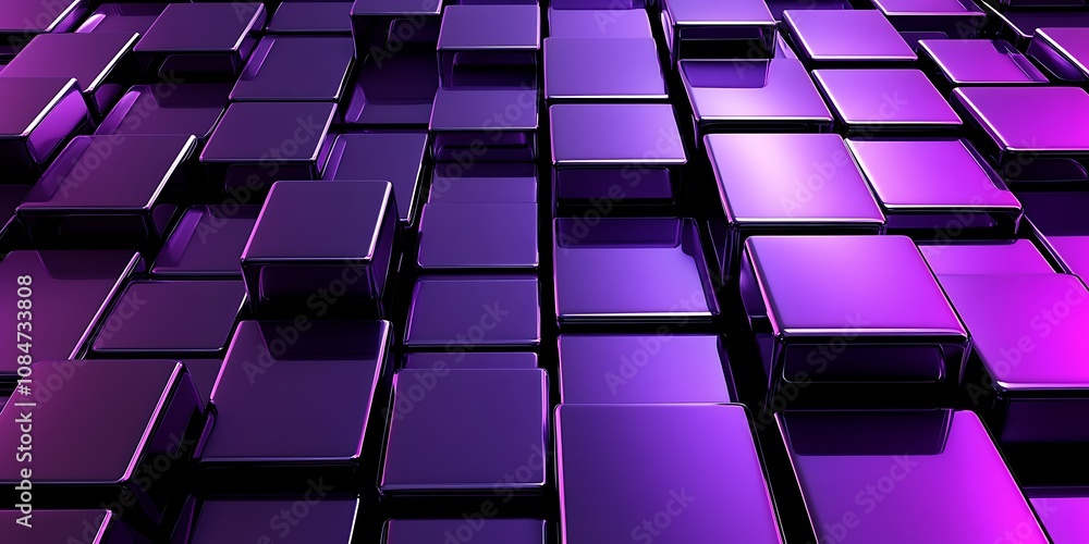 Obraz premium Abstract purple geometric pattern with glossy cubes.