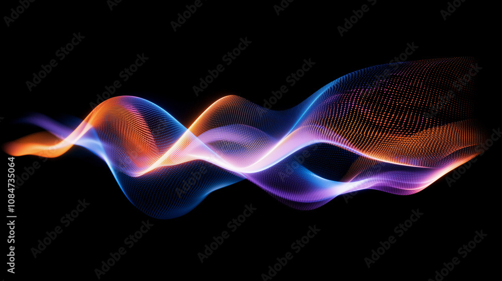 Flowing Data Wave Pattern with Glowing Dots and Lines Flowing Data Wave Pattern with Glowing Dots and Lines