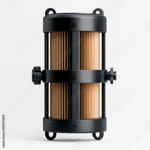 An industrial filtration device displaying a cylindrical design with layered filters, ideal for articles about engineering, manufacturing, or environmental topics