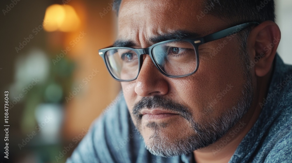 Introspective Man with Glasses Introspective Man with Glasses