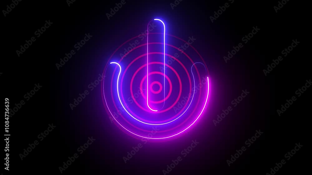 Power icon animation by pink and blue color neon on black background. Power icon animation by pink and blue color neon on black background.