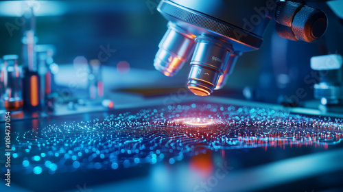 Superconducting Wire Sample Under Microscope in Laboratory Setting