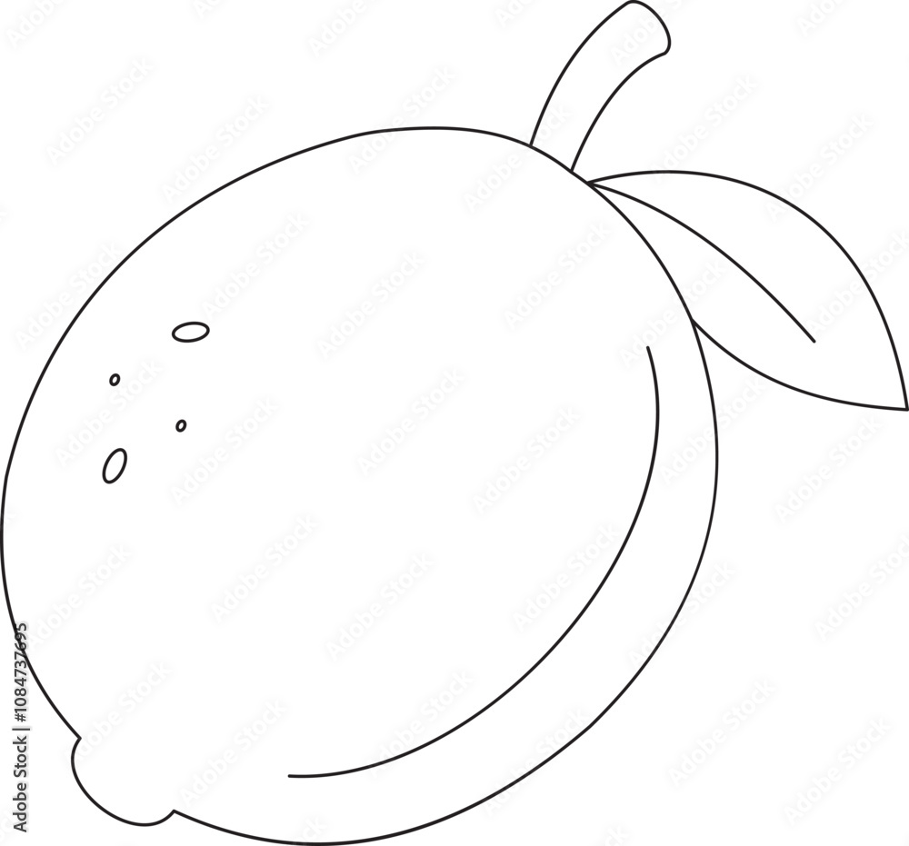 Abstract lemon fruit on branch. One line art drawing Abstract lemon fruit on branch. One line art drawing