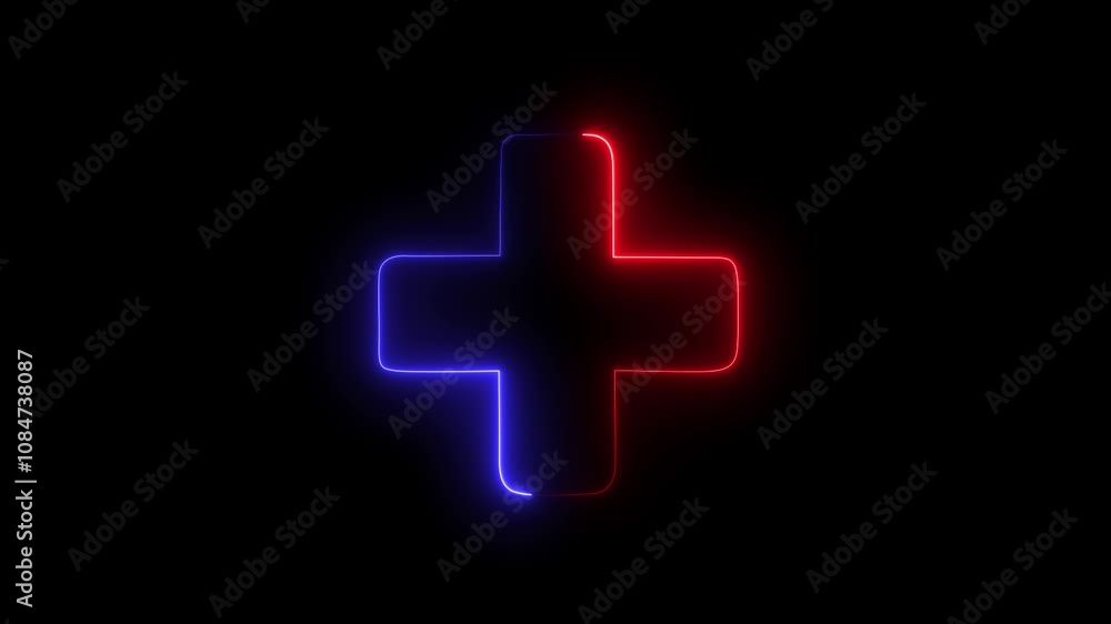 glowing neon add plus sign animation icon on black background glowing neon add plus sign animation icon on black background