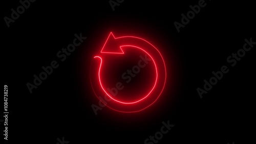 neon reload arrow animation icon animated on black background.