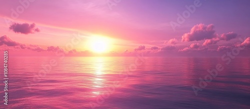 A serene sunset over calm waters, creating a tranquil and picturesque atmosphere.