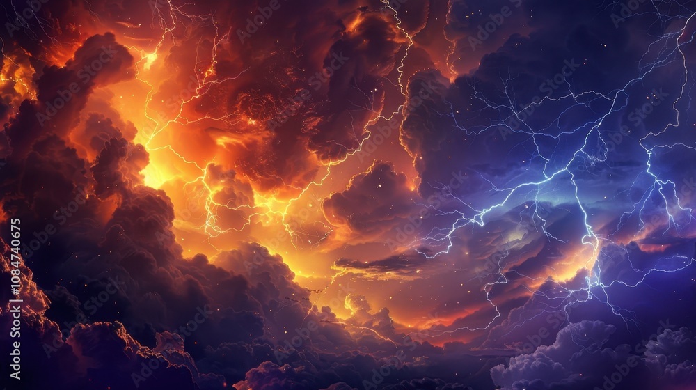 A raging storm tore through the sky bolts of lightning illuminating the dark clouds with flashes of whitehot fire. A raging storm tore through the sky bolts of lightning illuminating the dark clouds with flashes of whitehot fire.