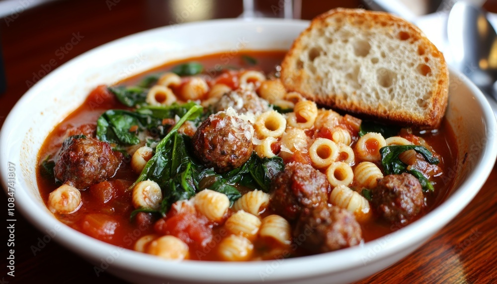 Italian Meatball Soup with Pasta and Spinach, A Delicious and Hearty Meal Italian Meatball Soup with Pasta and Spinach, A Delicious and Hearty Meal