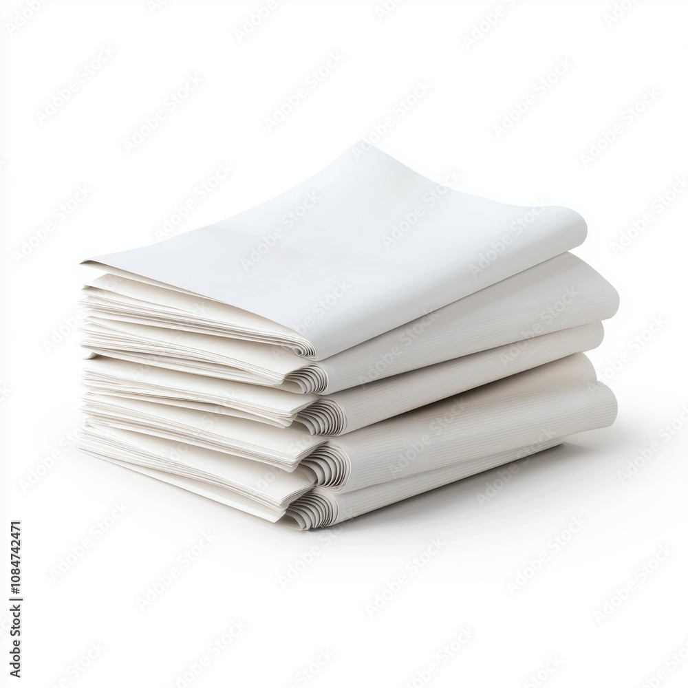 A stack of blank white paper sheets is neatly arranged, ideal for various creative projects including printing, drawing, or crafting A stack of blank white paper sheets is neatly arranged, ideal for various creative projects including printing, drawing, or crafting