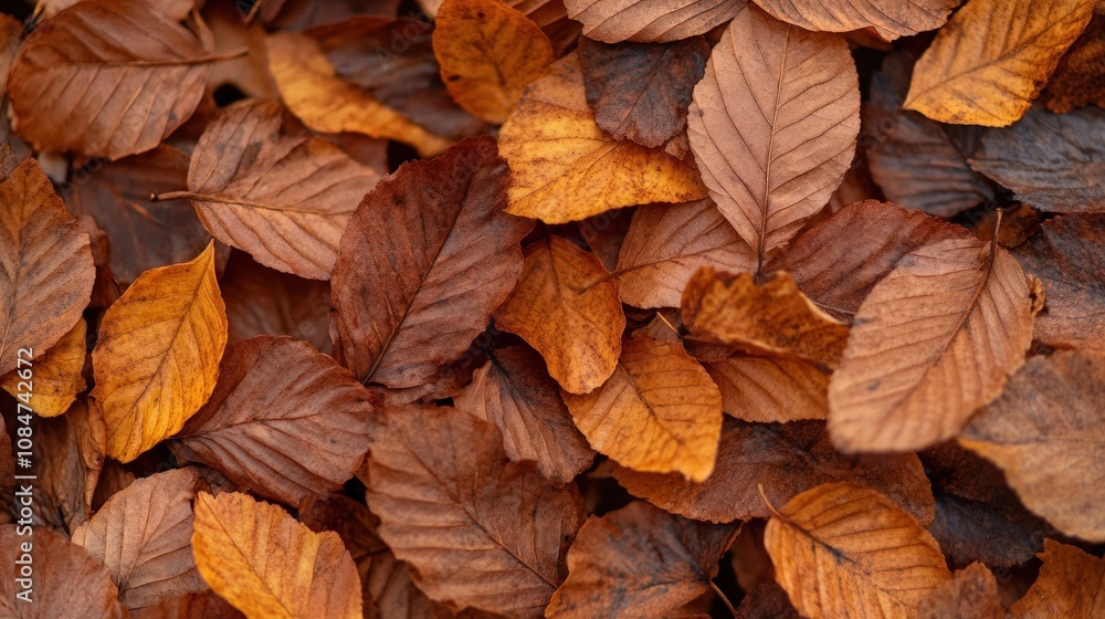 Autumn leaves blanket the ground in rich, warm tones of brown and orange. Autumn leaves blanket the ground in rich, warm tones of brown and orange.