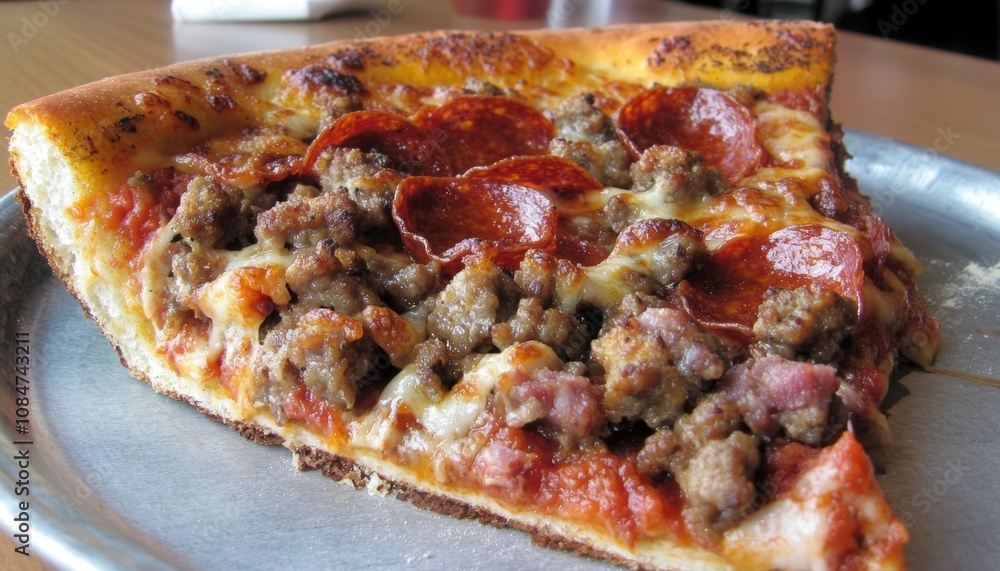 A Delicious Slice of Meat Lovers Pizza A Delicious Slice of Meat Lovers Pizza