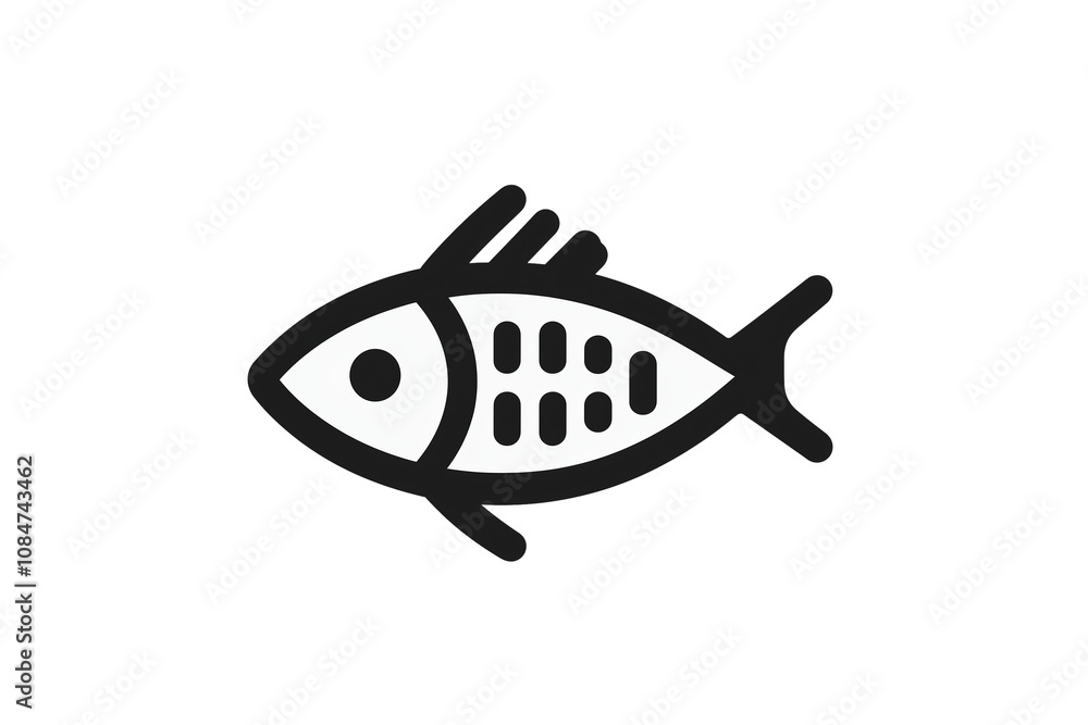 PNG cut out isolated background. A simple black-and-white fish icon with diamond details along its body, designed in a clean and modern style. PNG cut out isolated background. A simple black-and-white fish icon with diamond details along its body, designed in a clean and modern style.