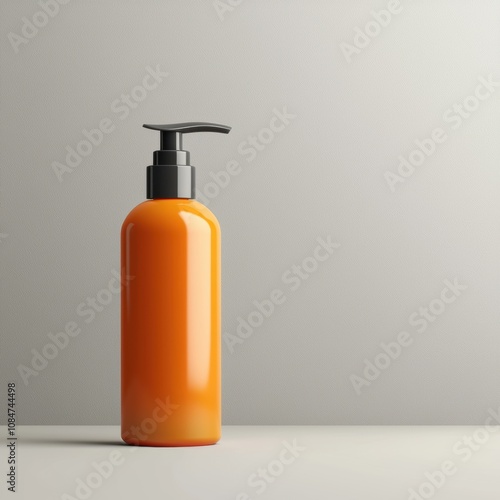 Wallpaper Mural A vibrant orange pump bottle stands elegantly against a subtle background, ideal for beauty or skincare product advertisements, label designs, or promotional materials Torontodigital.ca