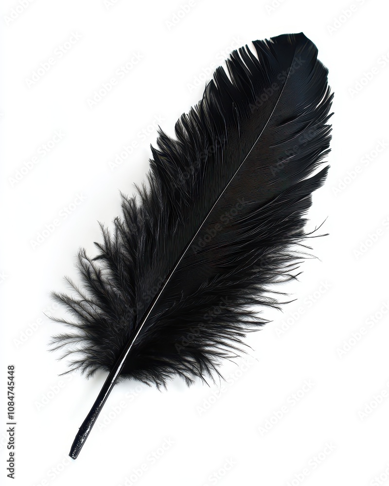 Elegant black feather isolated Elegant black feather isolated