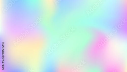 Hologram Texture. Liquid Fluid. Holographic Background. Blue Shiny Gradient. Iridescent Gradient. Kawaii Card. Neon Vector. Soft Geometric Template. Violet Hologram Texture