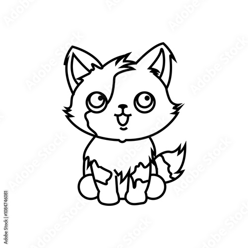 Cat line cartoon icon