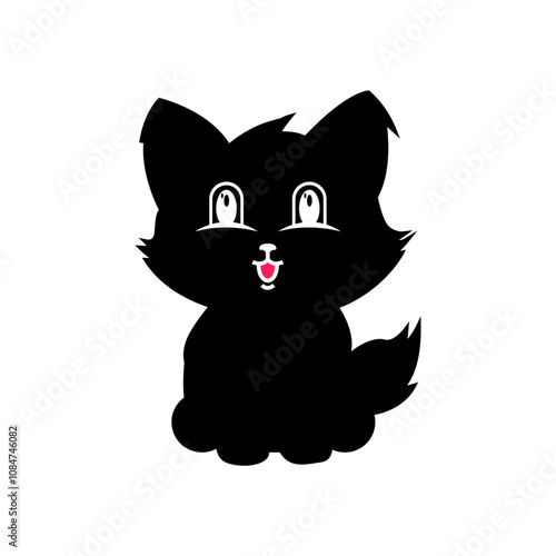 black cat cartoon icon