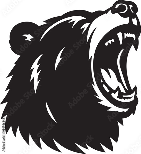 A shouting bear with its mouth wide open vector silhouette design