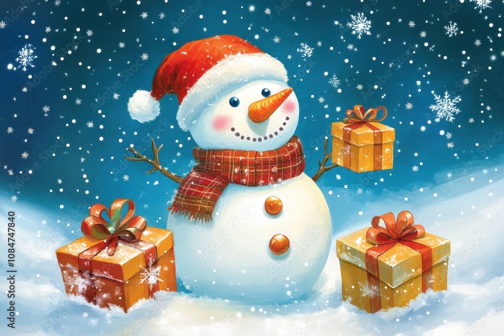 christmas - cute snowman with gifts for happy christmas and new year festival wallpaper christmas - cute snowman with gifts for happy christmas and new year festival wallpaper