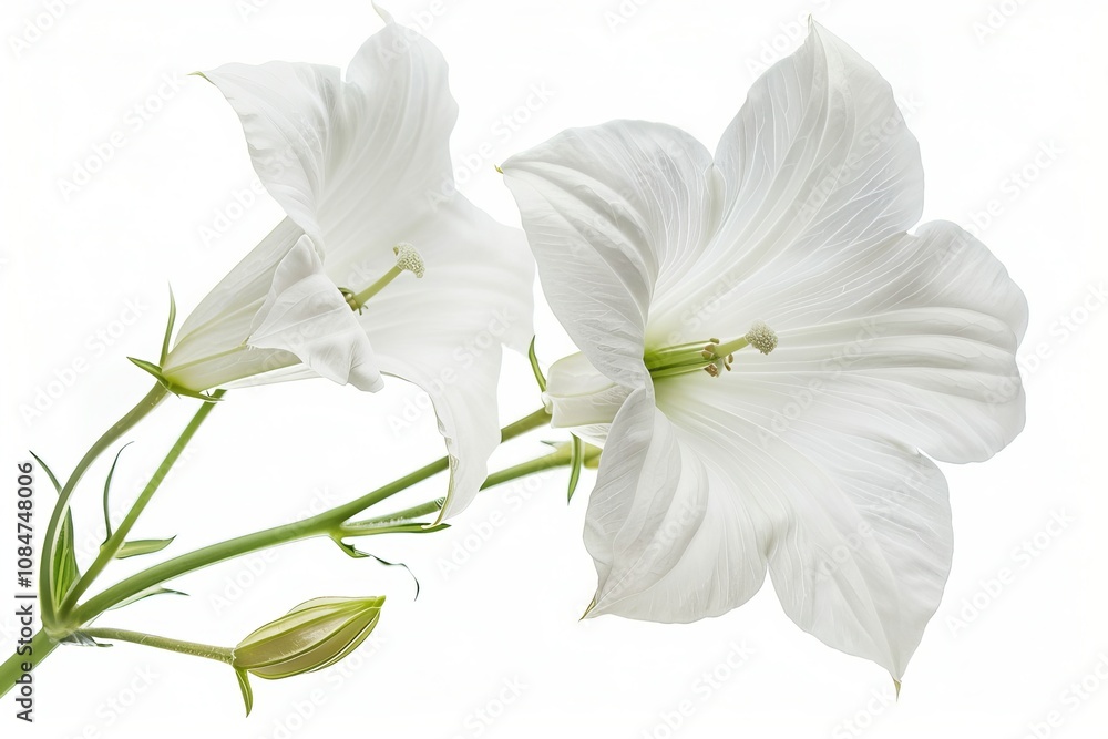 Fototapeta premium White Bell flower Isolated on White Background.